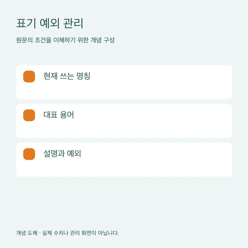 표기 예외 관리을 설명하는 개념 도해