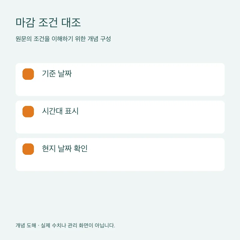 마감 조건 대조을 설명하는 개념 도해