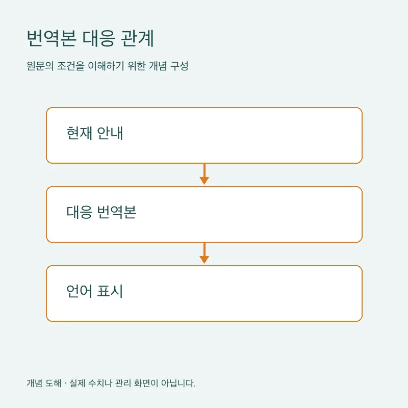번역본 대응 관계을 설명하는 개념 도해