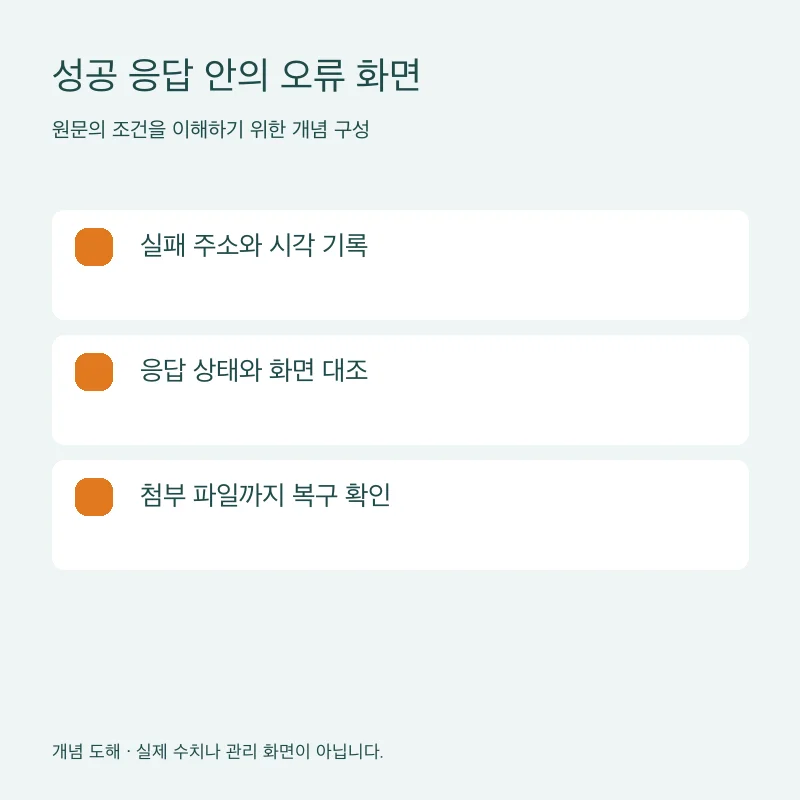 성공 응답 안의 오류 화면을 설명하는 개념 도해