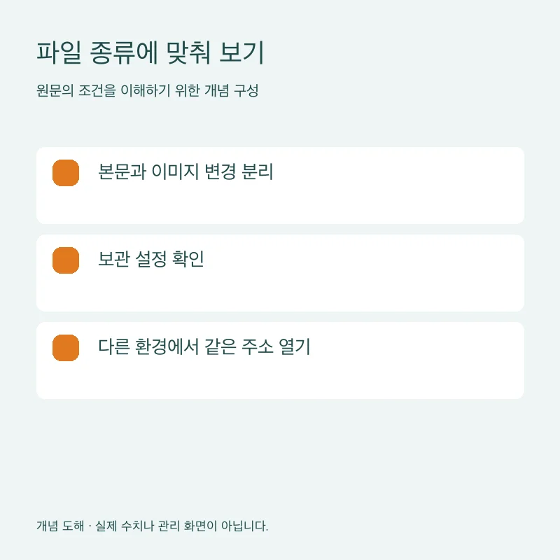 파일 종류에 맞춰 보기을 설명하는 개념 도해